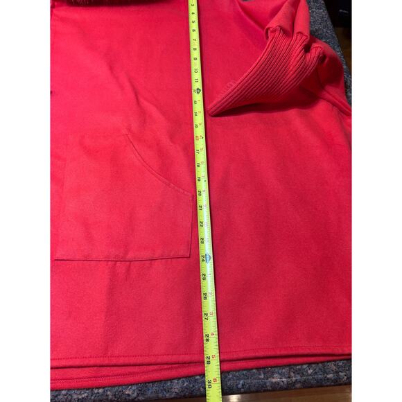 Red Zip Up Jacket Faux Fur Trim on Hood Size 2XL Runs Big NWOT - Picture 8 of 9